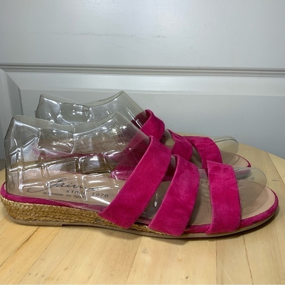 Gaimo Spain Suede Strappy Sandals Pink Low Wedge Slide On Shoes Sz 40/9 US - Picture 6 of 13
